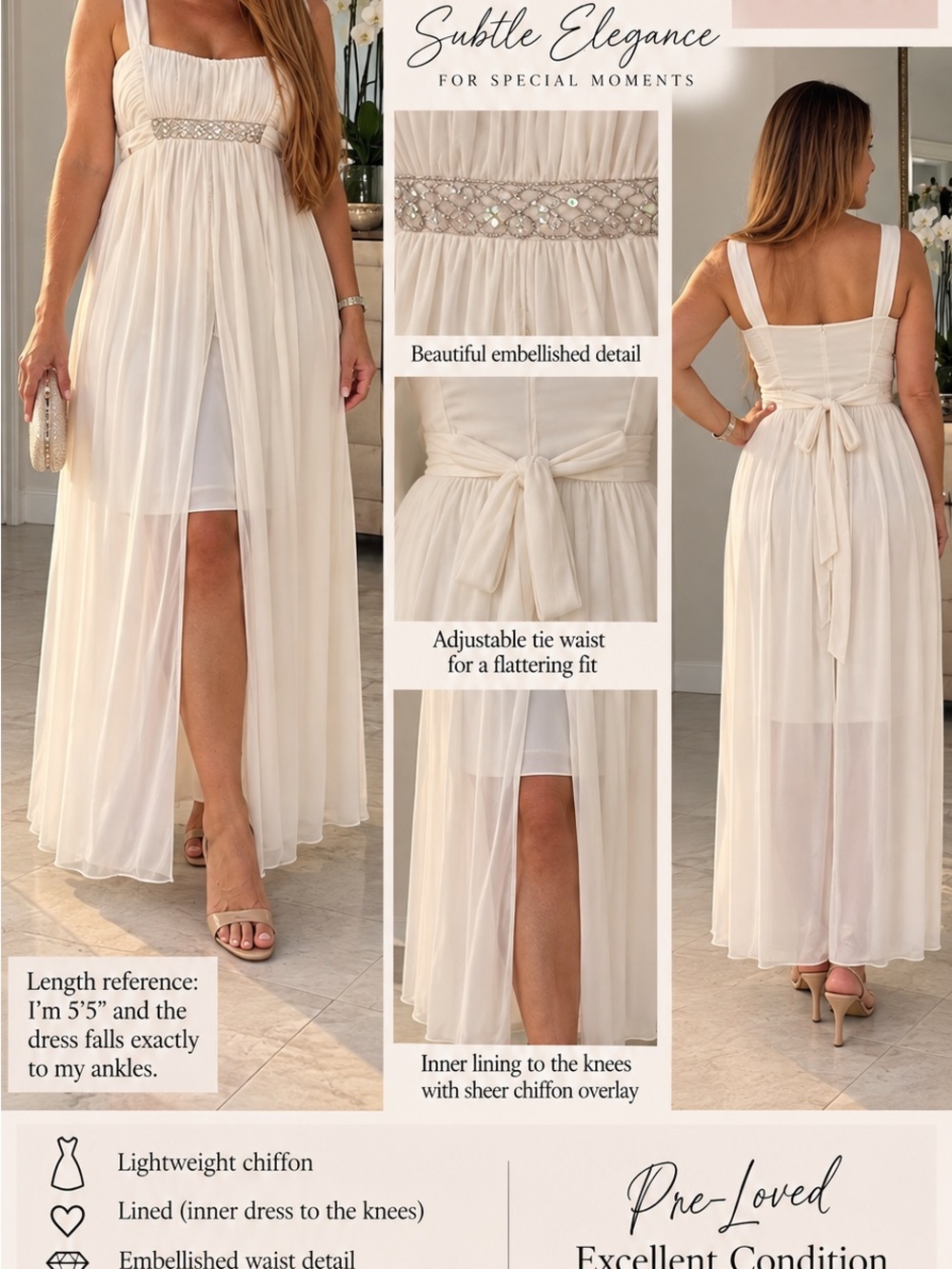 Chiffon Dress
CLASSIC | FEMININE | VERSATILE
Subtle Elegance
FOR SPECIAL MOMENTS